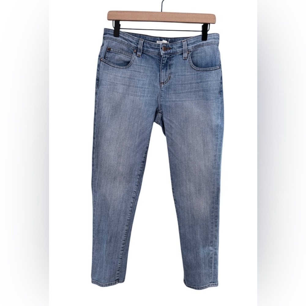 Eileen Fisher Women’s Medium Wash Mid-Rise Blue Girlfriend Jeans Sz 4